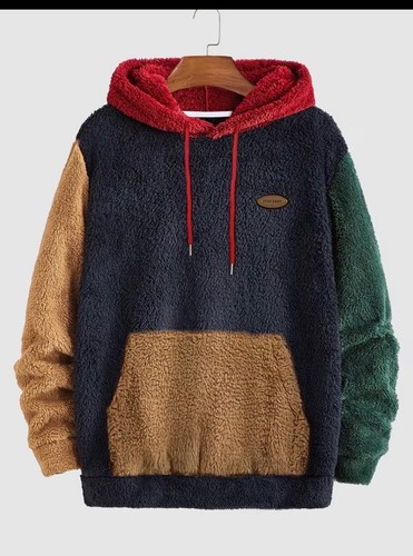Men multicolor plush hoodie - multicolor,