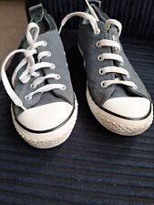 Converse Childs Size 1 Grey Nubuck Leather Low Tops With 2 Colour Cuff Good Used