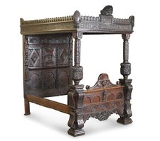 IMPORTANT BISHOP JAMES STANLEY 1508 KING HENRY VII ENGLISH OAK TUDOR TESTER BED
