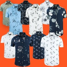 Mens Hawaiian Viscos Short Sleeve Shirt Holiday Casual Floral Beach Summer CT-26