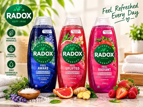 Radox shower gel 675ml - gel, x3