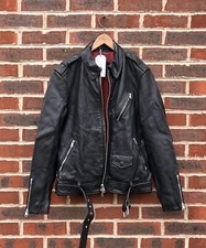 AllSaints Mens MONZA Leather Biker Jacket SMALL Black Bomber All Saints Belted