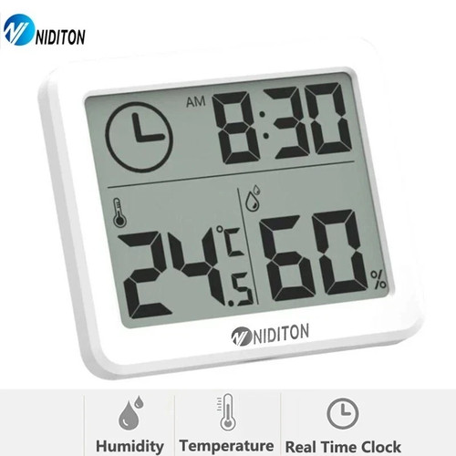Digital desk clock temperature - clock,
