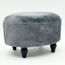 Grey velvet oval footstool - grey,