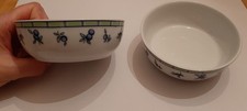 Tognana Porcellane - 2 Small Desert / Fruit Bowls -Sage Green & Royal Blue Berry