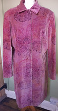 Vintage Penny Plain Paisley motif printed pink velvet coat. Size 18