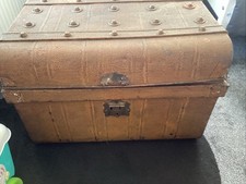 Large Brown Metal Trunk Travel Chest Storage Container ,storage ?