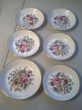 6x ROYAL WORCESTER FINE BONE CHINA TRINKET/PIN DISH WITH ROSE FLORAL 10 CMS