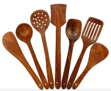 Large Non stick Wooden Rustic Serving spoon Set for kitchen