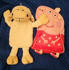 Lamb animal character hot water bottle & Peppa Pig Backpack VGC SEE 