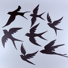 Black Metal Bird Wall Art Set of 7 Flying Bird  Silhouettes Home Decor