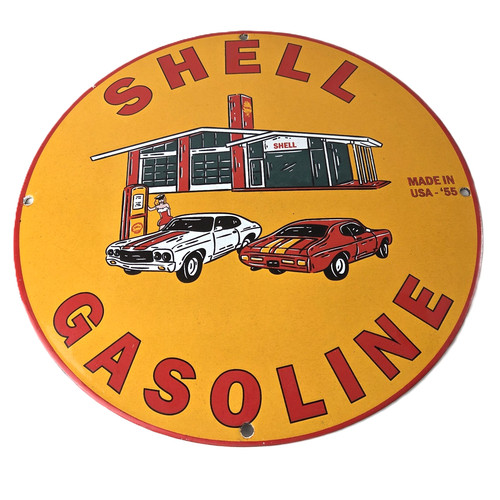 Vintage shell gasoline sign - shell,