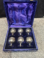 EPNS Vintage Silver Plated Goblets, 6-Cup Set with Velvet Case