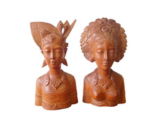 Pair of Balinese hand carved