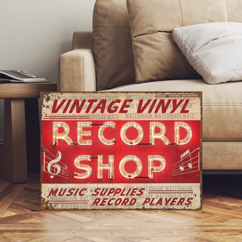 Vintage record shop sign - ,
