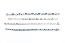 Sterling Silver Bracelets Lapis Lazuli Malachite Tennis x 4 (35g)