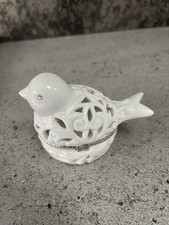 Ornate White Ceramic Bird