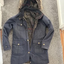 Girls Navy Blue Barbour Hooded