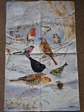 Winter birds cotton tea towel