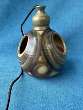 Vintage 1970's PRU GREEN ALVINGHAM POTTERY bird feeder, hanging candle VGC