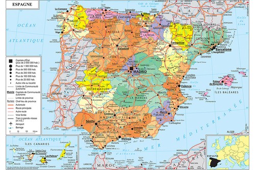 150x100cm spain map - 150x100cm,
