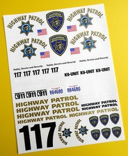 RC 18th SCALE CALIFORNIA HIGHWAY PATROL 'CHiPs' police Decals Stickers