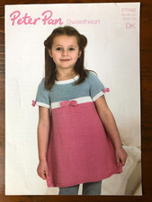 Peter Pan P1149 knitting pattern child's DK short sleeve A-line dress with bows