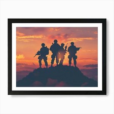 Soldiers Silhouetted Against A