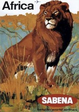 Africa Sabena Belgian World Airlines | Vintage Travel Poster | A1, A2, A3
