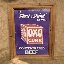 Large OXO Advertising Sign in Pine Frame 57cm X 72cm