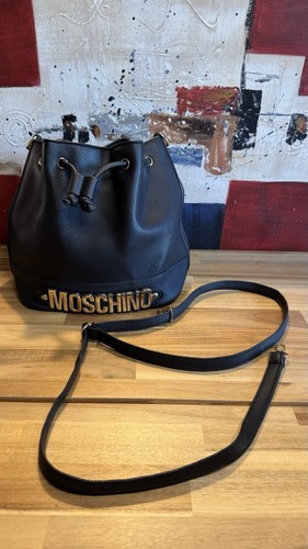 Moschino black logo bucket bag - logo,