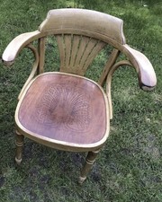Vintage Bentwood Barber Hairdresser Single Armchair Natural Wood