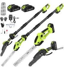 Cordless Pole Hedge Trimmer & Chainsaw Set, 2 * 4.0Ah Battery Rechargeable