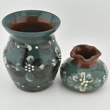 2x Vintage Haseley Manor Isle Wight Studio Pottery Vase Slip Pot Krystyna Young