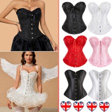 Size 6-24 Women Sexy Overbust Boned Corset Burlesque Basque Top Lace-Up Lingerie