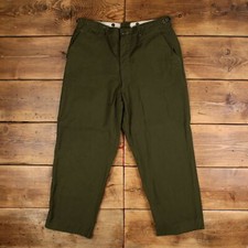 Vintage Military Pants Trousers 38x30 50s Field Mens Straight Green Wool