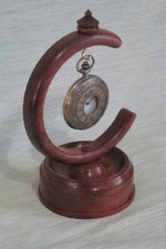 WOODEN POCKET WATCH GLOBE STAND IN MAHOGANY HARDWOOD HANGER DISPLAY WOOD HOLDER 