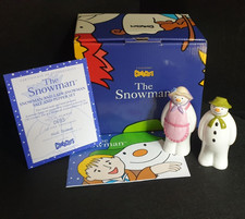 Coalport Raymond Briggs The Snowman "SALT and PEPPER" Snowman and Lady Snowman.