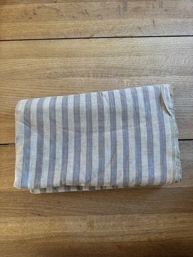 Blue cream striped cotton - cream,