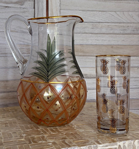 Vintage gold rimmed pineapple - gold,