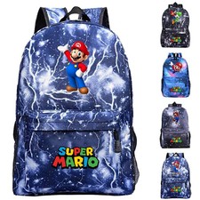 Kids Boys Girls Backpack Super Mario Bros Rucksack Lightweight Travel School Bag