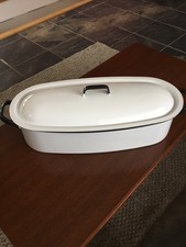 Vintage White/Black Enameled Fish (Salmon) Poacher 