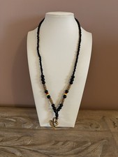 Black Bead Necklace With Swan Pendant