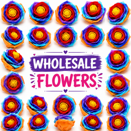 6cm rainbow foam roses - 6cm,