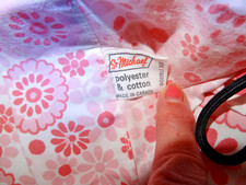 Vintage St Michael Double Bed Flat Sheet Pink Mix floral Retro 1970s