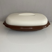 Vintage Tupperware Container Brown & Cream Vegetable/Rice Steamer Retro Kitchen