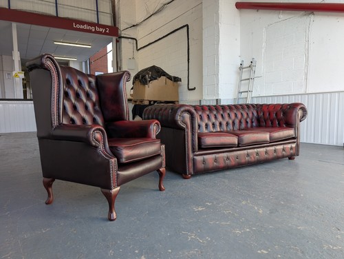 Chesterfield leather sofa - leather, and