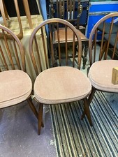 VINTAGE SET OF 4 RETRO  ERCOL HOOP BACK DINING CHAIRS, COMPLETE WITH CUSHIONS