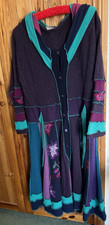 The Woolly Pedlar  Long Patchwork Cardigan Free Size.  Long Hood. missing button