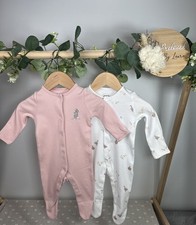 Mamas & Papas Baby Girls Set Of 2 Preloved Sleepsuits Upto 1 Month